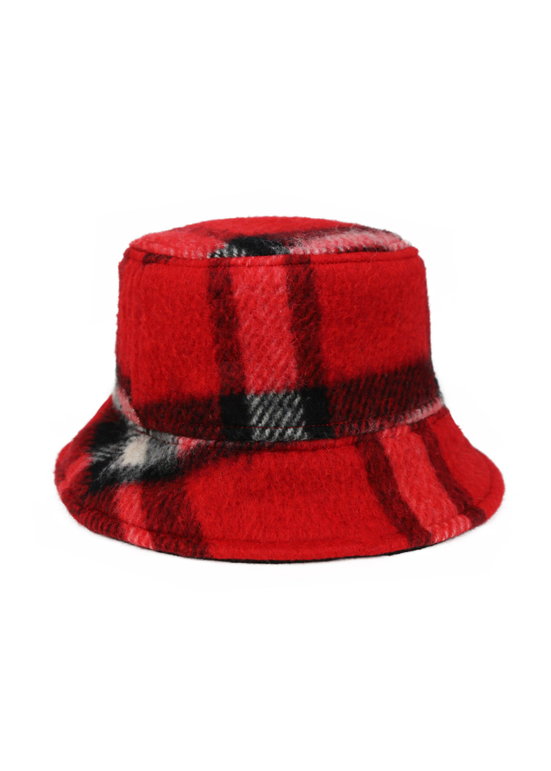 Bob d’hiver chaud en laine et soie – À carreaux noir/rouge – Tremblepierre | Label AÉ - Image 4