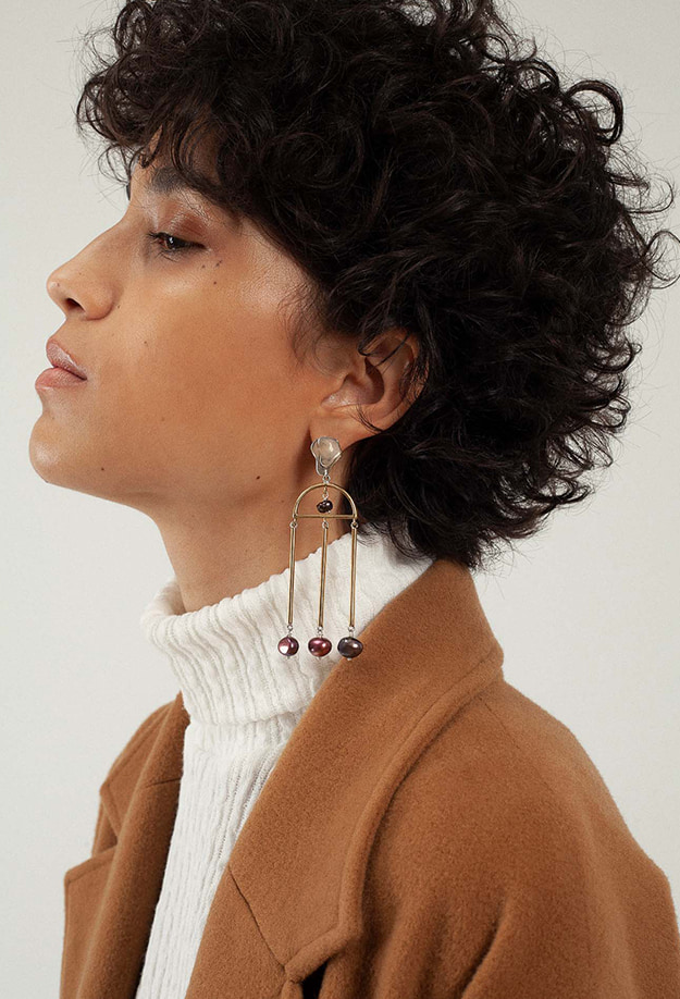 Boucles d’oreilles avec trois perles I faits main I Nina Janvier - Label AE Paris