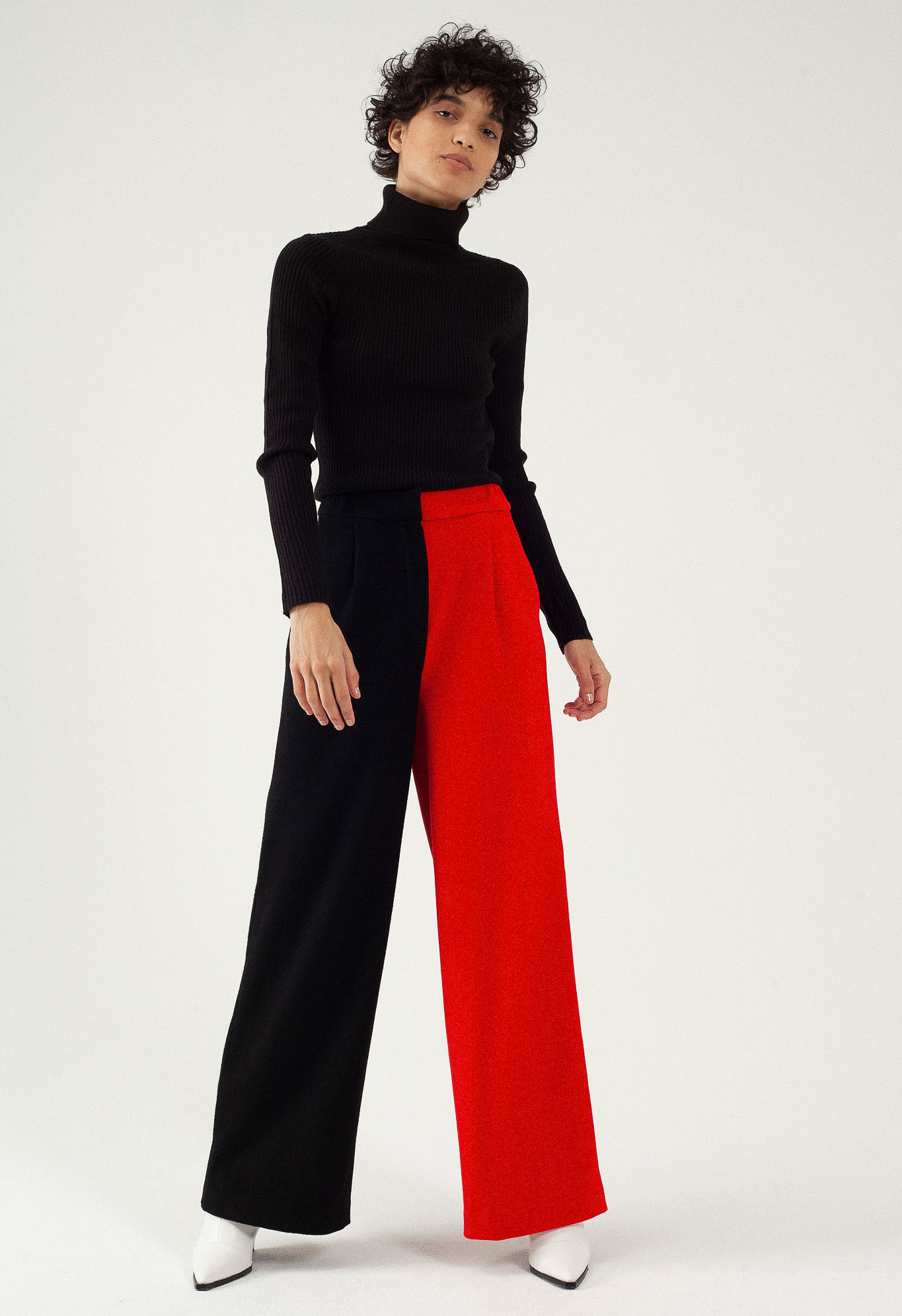 Pantalon large en laine et cachemire – Bicolore Noir/rouge – Tremblepierre | Label AÉ - Image 2