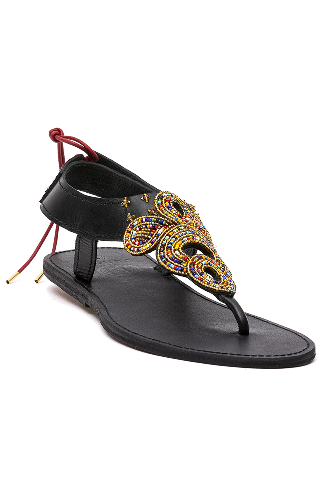 sandales barefoot mixtes Black Widow I cuir vegetal et perles de verre I Uungu I Image 2 I Label AÉ Paris