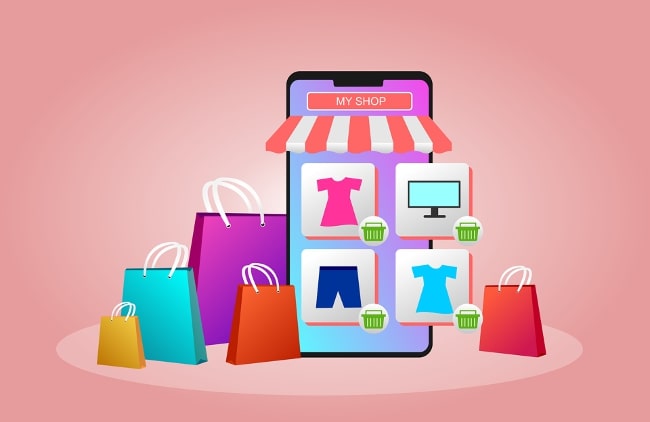 Image représentant un smartphone utilisé pour du shopping en ligne